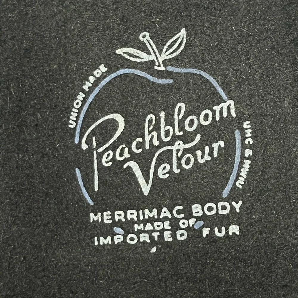 Vintage Peachbloom Velour Ladies Hat Union Made Size Medium Black with hatpin - Picture 12 of 15